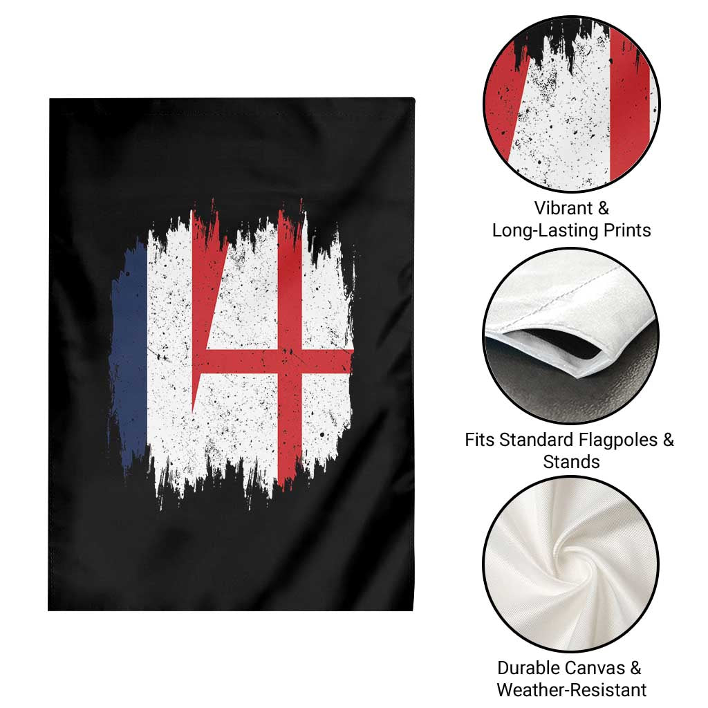 Vintage Grunge France England Flag Brush Stroke Graphic Garden Flag French Anglo English Heritage Pride Match Day TS02 Print Your Wear