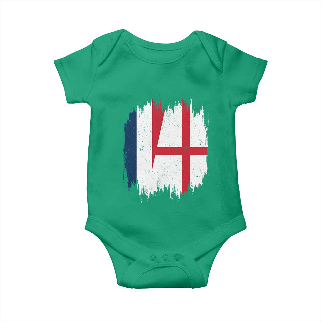 Vintage Grunge France England Flag Brush Stroke Graphic Baby Onesie French Anglo English Heritage Pride Match Day TS02 Irish Green Print Your Wear
