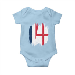 Vintage Grunge France England Flag Brush Stroke Graphic Baby Onesie French Anglo English Heritage Pride Match Day TS02 Light Blue Print Your Wear