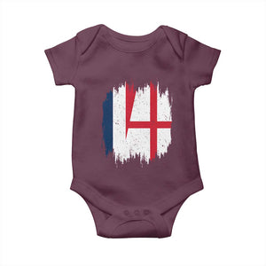 Vintage Grunge France England Flag Brush Stroke Graphic Baby Onesie French Anglo English Heritage Pride Match Day TS02 Maroon Print Your Wear