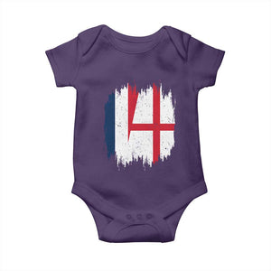 Vintage Grunge France England Flag Brush Stroke Graphic Baby Onesie French Anglo English Heritage Pride Match Day TS02 Purple Print Your Wear
