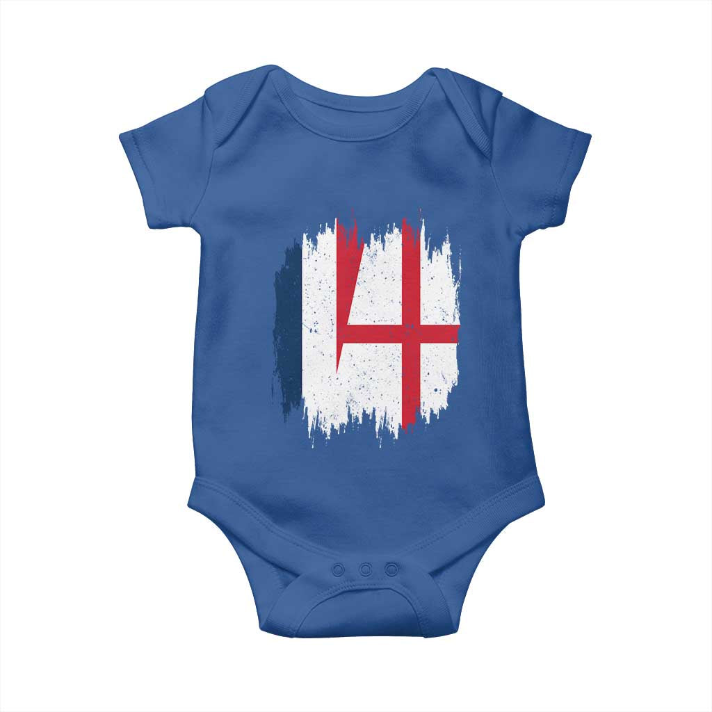 Vintage Grunge France England Flag Brush Stroke Graphic Baby Onesie French Anglo English Heritage Pride Match Day TS02 Royal Blue Print Your Wear
