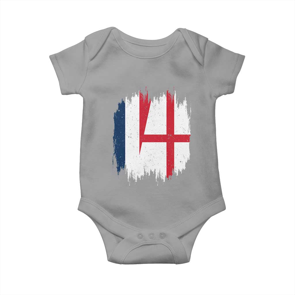 Vintage Grunge France England Flag Brush Stroke Graphic Baby Onesie French Anglo English Heritage Pride Match Day TS02 Sport Gray Print Your Wear