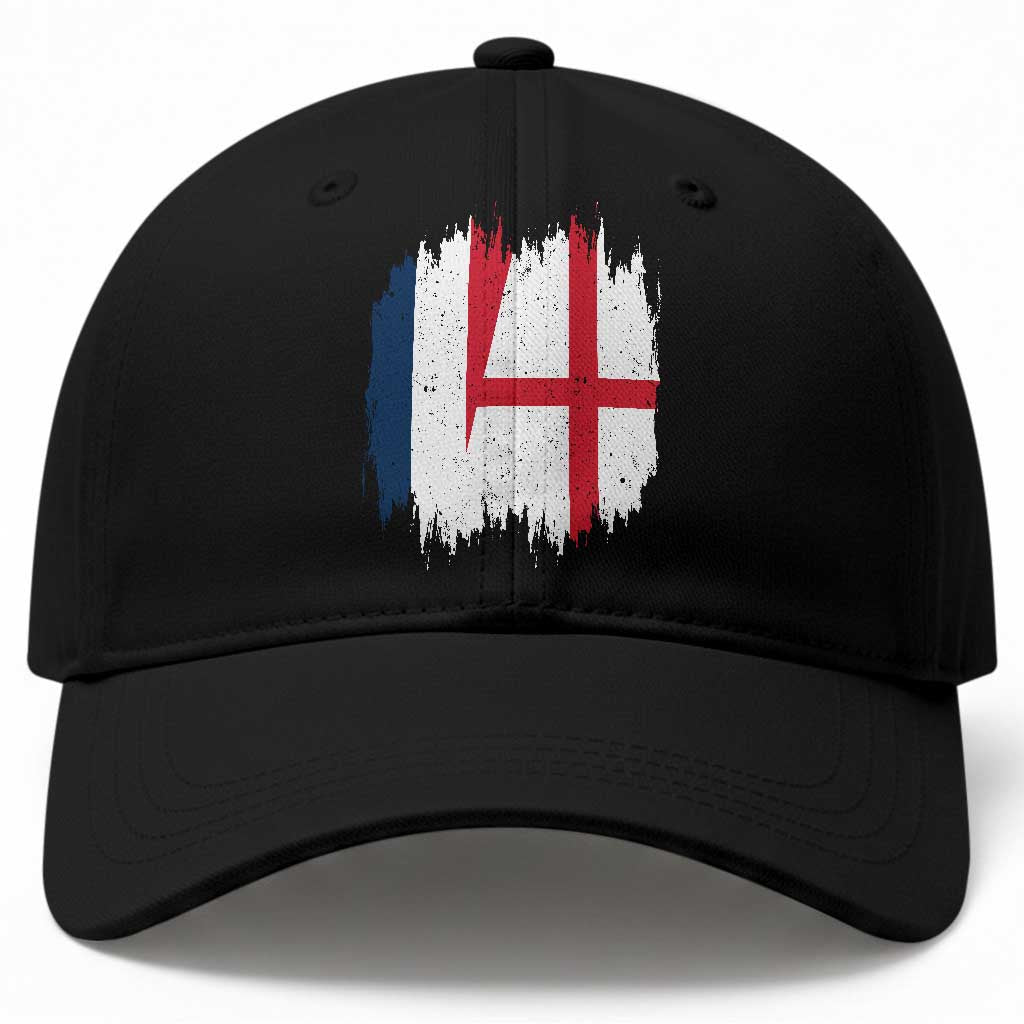 Vintage Grunge France England Flag Brush Stroke Graphic Baseball Cap French Anglo English Heritage Pride Match Day TS02 Print Your Wear