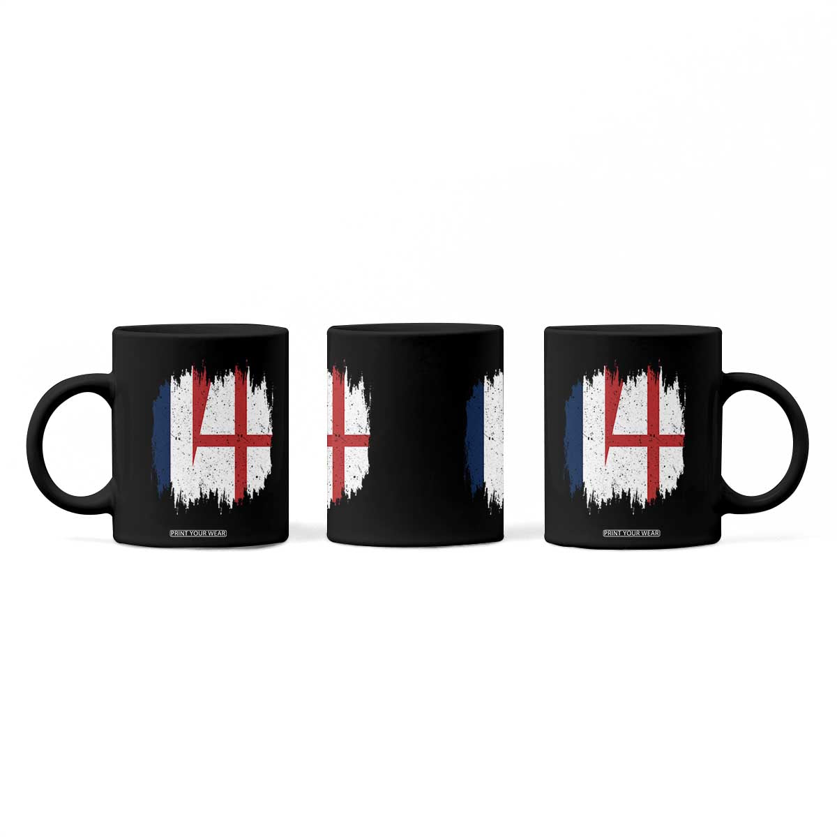 Vintage Grunge France England Flag Brush Stroke Graphic Coffee Mug French Anglo English Heritage Pride Match Day TS02 Print Your Wear
