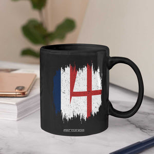 Vintage Grunge France England Flag Brush Stroke Graphic Coffee Mug French Anglo English Heritage Pride Match Day TS02 Print Your Wear