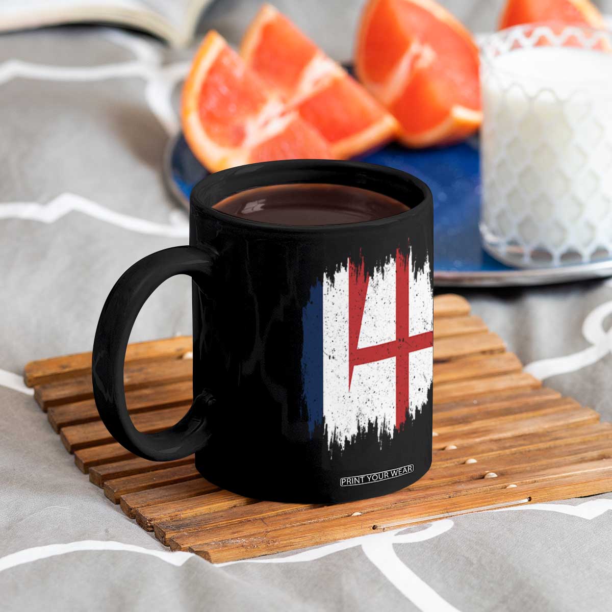 Vintage Grunge France England Flag Brush Stroke Graphic Coffee Mug French Anglo English Heritage Pride Match Day TS02 Print Your Wear