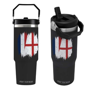 Vintage Grunge France England Flag Brush Stroke Graphic Flip Straw Tumbler French Anglo English Heritage Pride Match Day TS02 One Size: 30 oz Black Print Your Wear