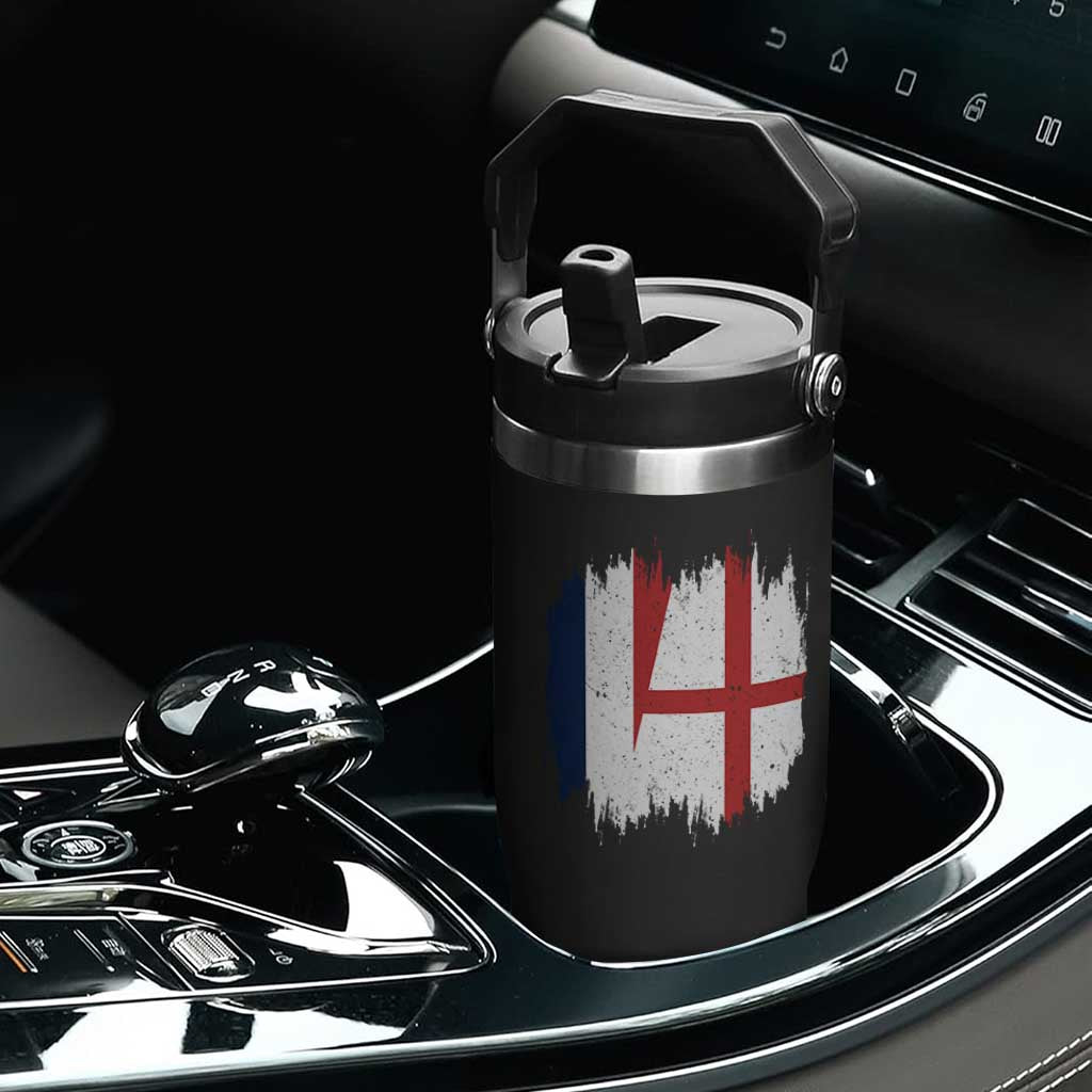 Vintage Grunge France England Flag Brush Stroke Graphic Flip Straw Tumbler French Anglo English Heritage Pride Match Day TS02 Print Your Wear