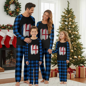 Vintage Grunge France England Flag Brush Stroke Graphic Plaid Pajama Set French Anglo English Heritage Pride Match Day TS02 Blue Plaid Print Your Wear