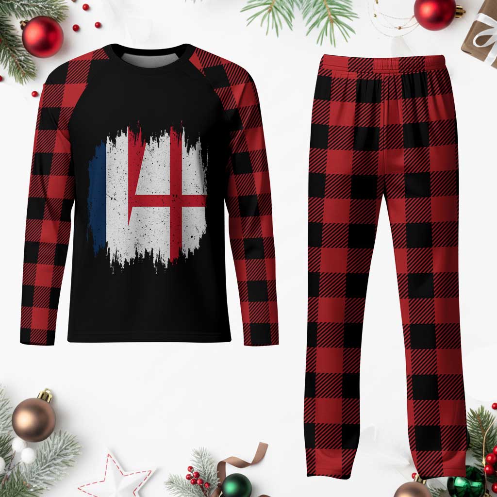 Vintage Grunge France England Flag Brush Stroke Graphic Plaid Pajama Set French Anglo English Heritage Pride Match Day TS02 Buffalo Plaid Print Your Wear