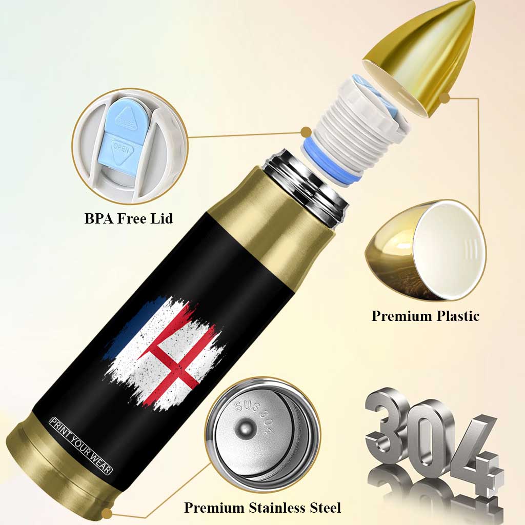 Vintage Grunge France England Flag Brush Stroke Graphic Bullet Tumbler French Anglo English Heritage Pride Match Day TS02 Print Your Wear