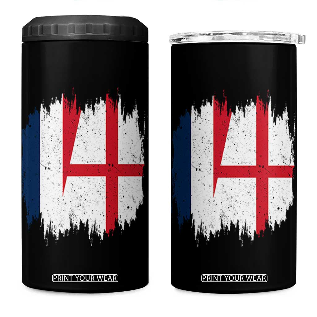 Vintage Grunge France England Flag Brush Stroke Graphic 4 in 1 Can Cooler Tumbler French Anglo English Heritage Pride Match Day TS02 One Size: 16 oz Black Print Your Wear