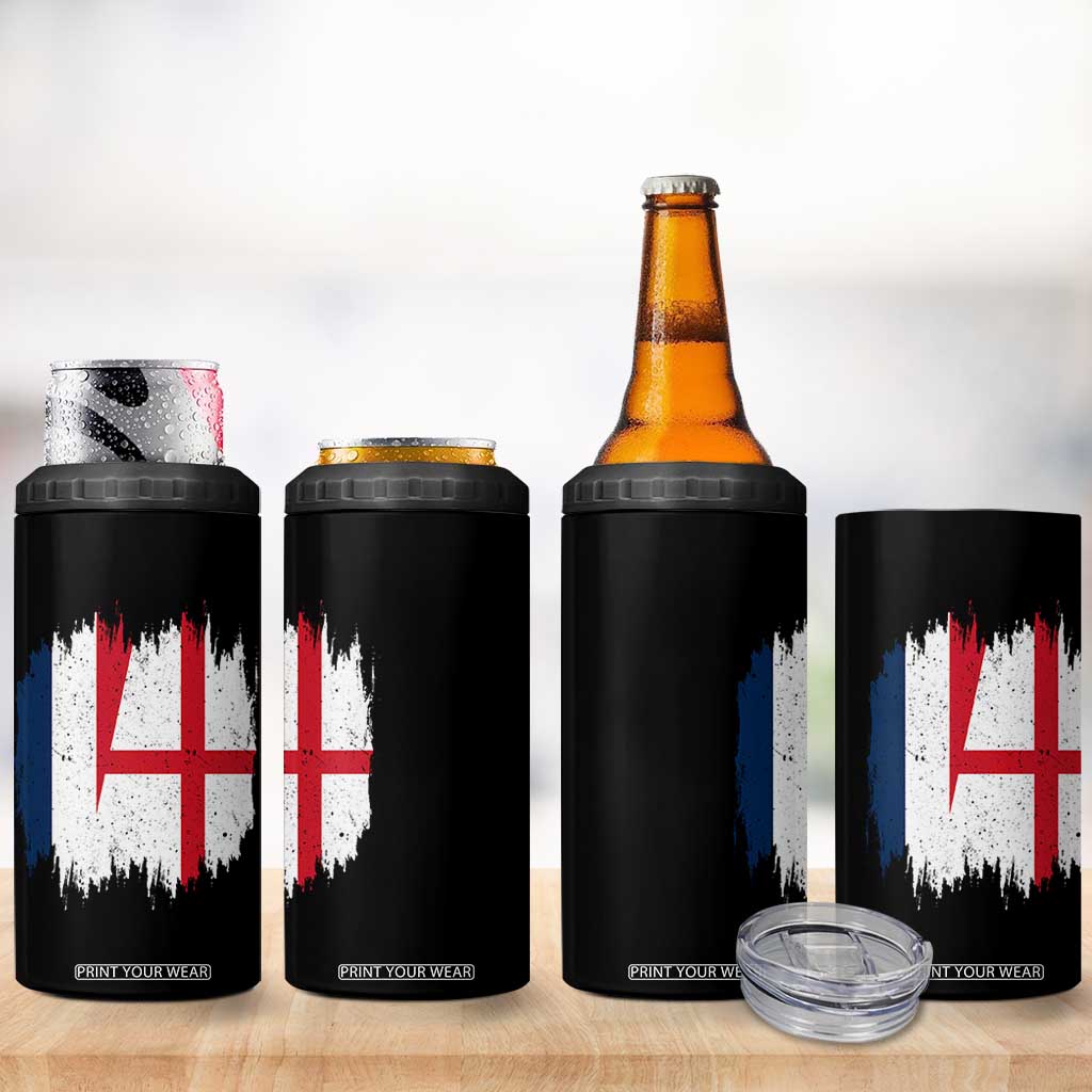 Vintage Grunge France England Flag Brush Stroke Graphic 4 in 1 Can Cooler Tumbler French Anglo English Heritage Pride Match Day TS02 Print Your Wear