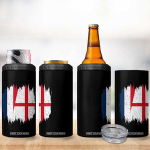 Vintage Grunge France England Flag Brush Stroke Graphic 4 in 1 Can Cooler Tumbler French Anglo English Heritage Pride Match Day TS02 Print Your Wear
