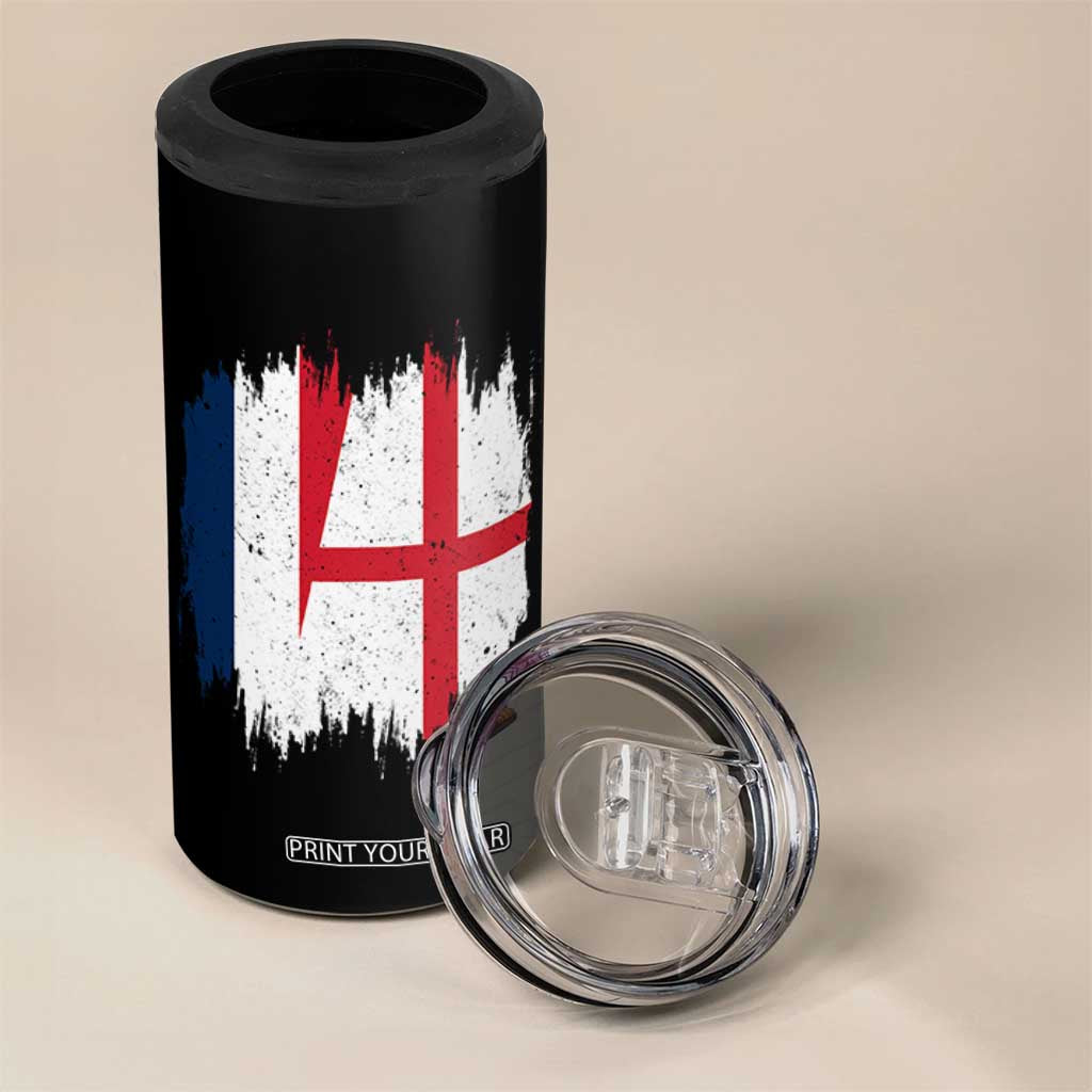 Vintage Grunge France England Flag Brush Stroke Graphic 4 in 1 Can Cooler Tumbler French Anglo English Heritage Pride Match Day TS02 Print Your Wear