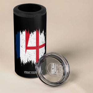Vintage Grunge France England Flag Brush Stroke Graphic 4 in 1 Can Cooler Tumbler French Anglo English Heritage Pride Match Day TS02 Print Your Wear