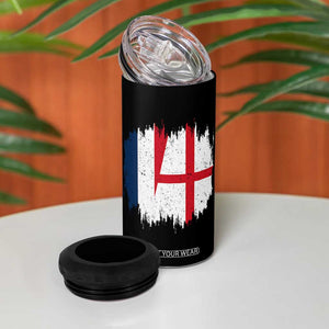 Vintage Grunge France England Flag Brush Stroke Graphic 4 in 1 Can Cooler Tumbler French Anglo English Heritage Pride Match Day TS02 Print Your Wear