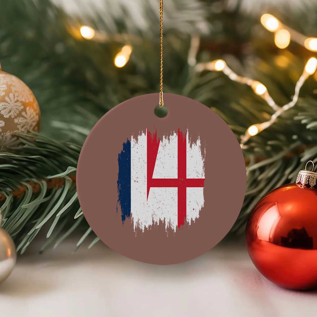 Vintage Grunge France England Flag Brush Stroke Graphic Ceramic Ornament French Anglo English Heritage Pride Match Day TS02 1pc Mocha Print Your Wear