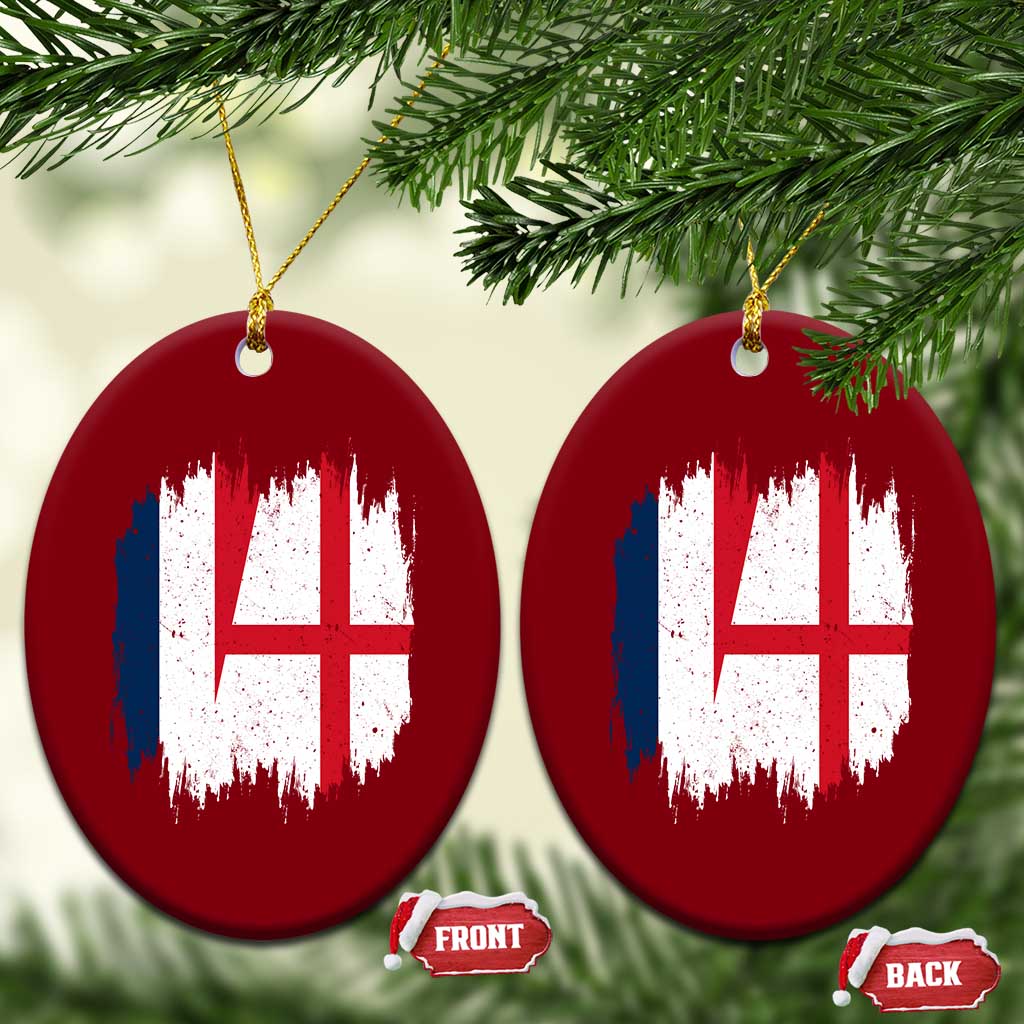 Vintage Grunge France England Flag Brush Stroke Graphic Ceramic Ornament French Anglo English Heritage Pride Match Day TS02 Print Your Wear