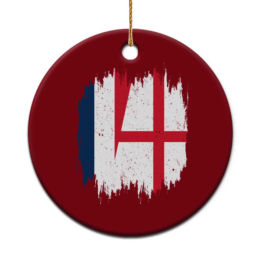 Vintage Grunge France England Flag Brush Stroke Graphic Ceramic Ornament French Anglo English Heritage Pride Match Day TS02 1pc Red Print Your Wear