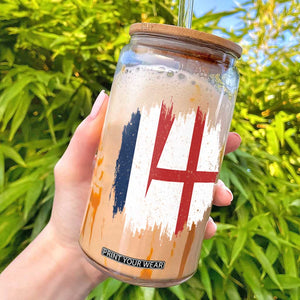 Vintage Grunge France England Flag Brush Stroke Graphic Glass Can French Anglo English Heritage Pride Match Day TS02 Black Print Your Wear