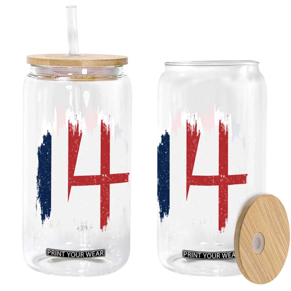 Vintage Grunge France England Flag Brush Stroke Graphic Glass Can French Anglo English Heritage Pride Match Day TS02 Print Your Wear