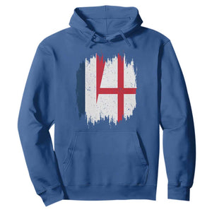 Vintage Grunge France England Flag Brush Stroke Graphic Hoodie French Anglo English Heritage Pride Match Day