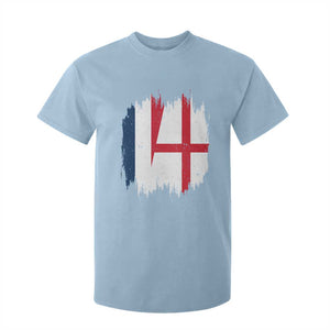 Vintage Grunge France England Flag Brush Stroke Graphic T Shirt For Kid French Anglo English Heritage Pride Match Day
