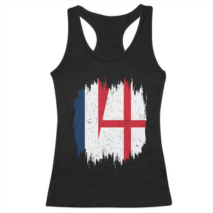 Vintage Grunge France England Flag Brush Stroke Graphic Racerback Tank Top French Anglo English Heritage Pride Match Day TS02 Black Print Your Wear