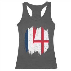 Vintage Grunge France England Flag Brush Stroke Graphic Racerback Tank Top French Anglo English Heritage Pride Match Day TS02 Dark Heather Print Your Wear