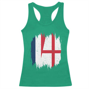 Vintage Grunge France England Flag Brush Stroke Graphic Racerback Tank Top French Anglo English Heritage Pride Match Day TS02 Irish Green Print Your Wear