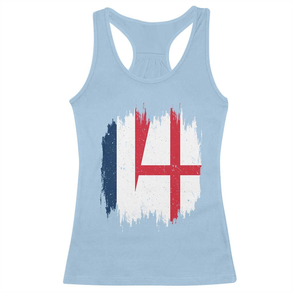 Vintage Grunge France England Flag Brush Stroke Graphic Racerback Tank Top French Anglo English Heritage Pride Match Day TS02 Light Blue Print Your Wear
