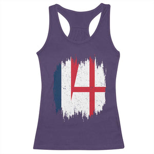 Vintage Grunge France England Flag Brush Stroke Graphic Racerback Tank Top French Anglo English Heritage Pride Match Day TS02 Purple Print Your Wear
