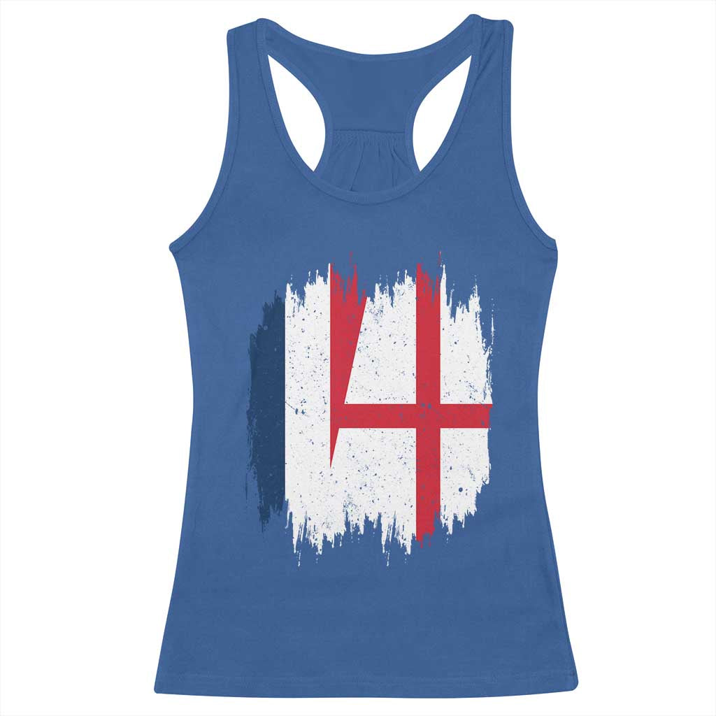Vintage Grunge France England Flag Brush Stroke Graphic Racerback Tank Top French Anglo English Heritage Pride Match Day TS02 Royal Blue Print Your Wear