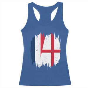 Vintage Grunge France England Flag Brush Stroke Graphic Racerback Tank Top French Anglo English Heritage Pride Match Day TS02 Royal Blue Print Your Wear