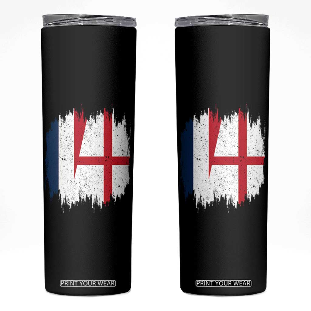Vintage Grunge France England Flag Brush Stroke Graphic Skinny Tumbler French Anglo English Heritage Pride Match Day TS02 Black Print Your Wear