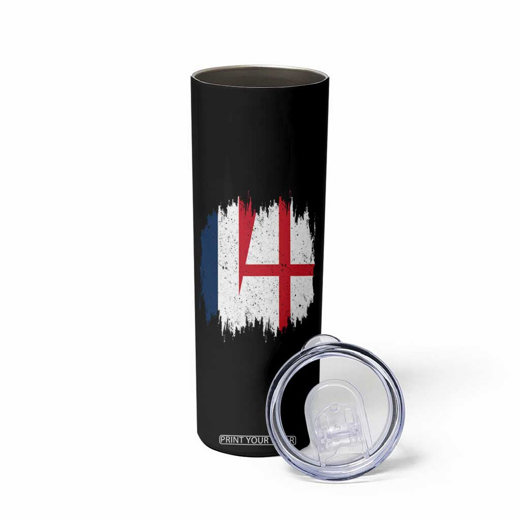 Vintage Grunge France England Flag Brush Stroke Graphic Skinny Tumbler French Anglo English Heritage Pride Match Day TS02 Print Your Wear