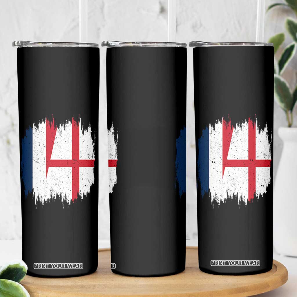 Vintage Grunge France England Flag Brush Stroke Graphic Skinny Tumbler French Anglo English Heritage Pride Match Day TS02 Print Your Wear