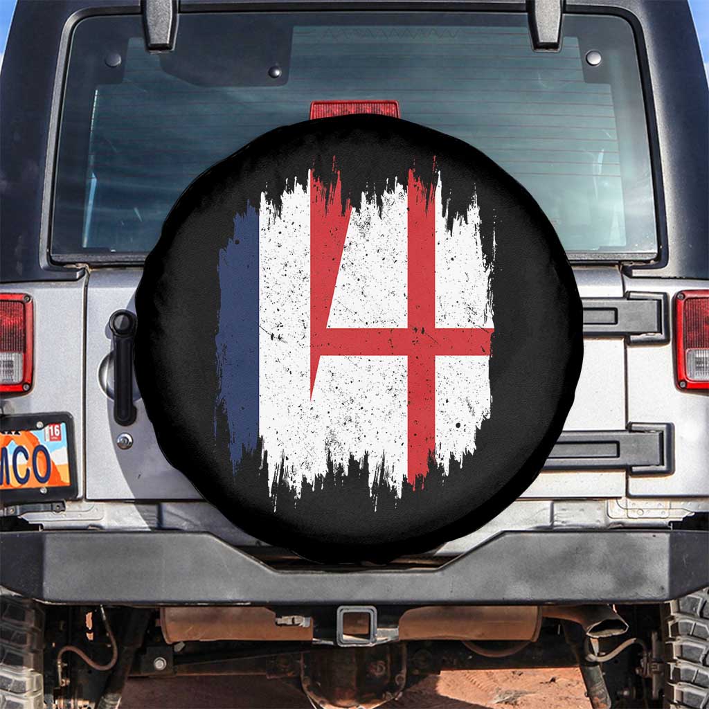 Vintage Grunge France England Flag Brush Stroke Graphic Spare Tire Cover French Anglo English Heritage Pride Match Day TS02 No hole Black Print Your Wear