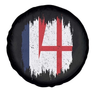 Vintage Grunge France England Flag Brush Stroke Graphic Spare Tire Cover French Anglo English Heritage Pride Match Day TS02 Print Your Wear