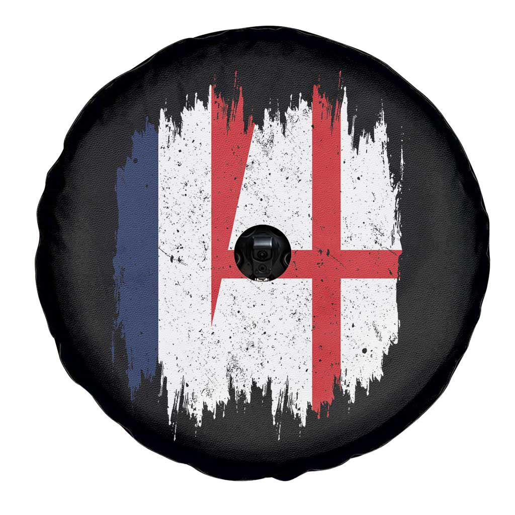 Vintage Grunge France England Flag Brush Stroke Graphic Spare Tire Cover French Anglo English Heritage Pride Match Day TS02 Print Your Wear