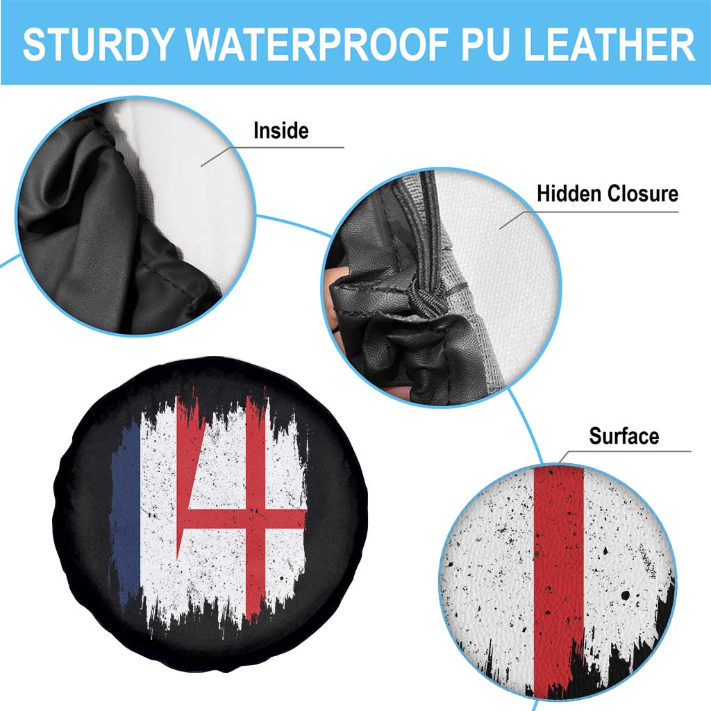Vintage Grunge France England Flag Brush Stroke Graphic Spare Tire Cover French Anglo English Heritage Pride Match Day TS02 Print Your Wear
