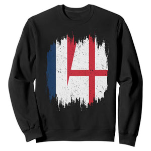Vintage Grunge France England Flag Brush Stroke Graphic Sweatshirt French Anglo English Heritage Pride Match Day