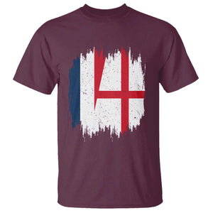 Vintage Grunge France England Flag Brush Stroke Graphic T Shirt French Anglo English Heritage Pride Match Day
