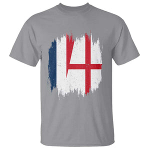Vintage Grunge France England Flag Brush Stroke Graphic T Shirt French Anglo English Heritage Pride Match Day