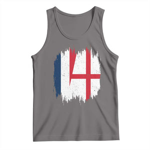 Vintage Grunge France England Flag Brush Stroke Graphic Tank Top French Anglo English Heritage Pride Match Day TS02 Deep Heather Print Your Wear