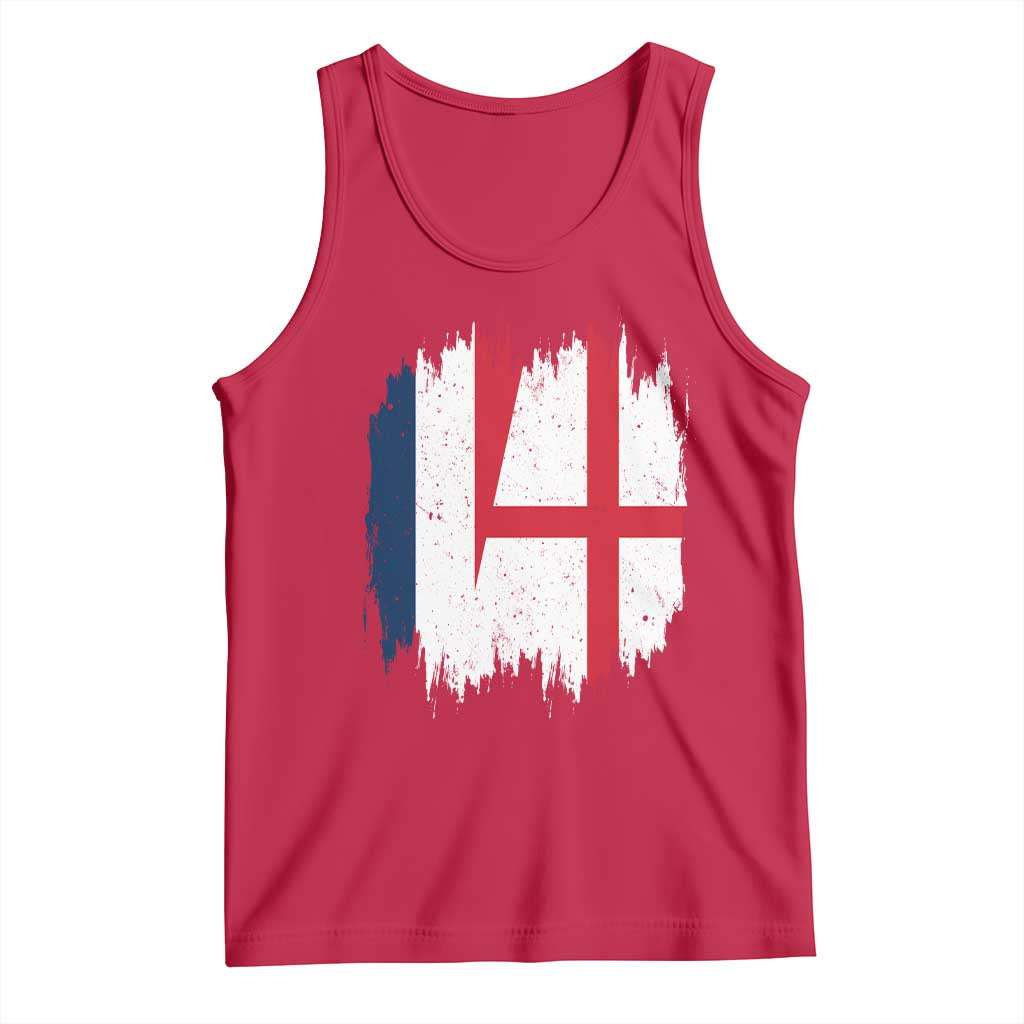 Vintage Grunge France England Flag Brush Stroke Graphic Tank Top French Anglo English Heritage Pride Match Day TS02 Red Print Your Wear