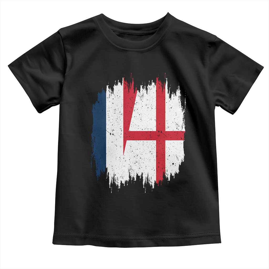 Vintage Grunge France England Flag Brush Stroke Graphic Toddler T Shirt French Anglo English Heritage Pride Match Day TS02 Black Print Your Wear