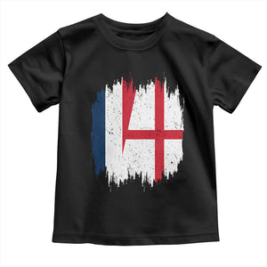 Vintage Grunge France England Flag Brush Stroke Graphic Toddler T Shirt French Anglo English Heritage Pride Match Day TS02 Black Print Your Wear